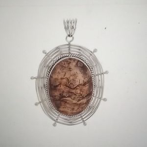 Suarti Artisan Sterling Oval Jasper Pendant